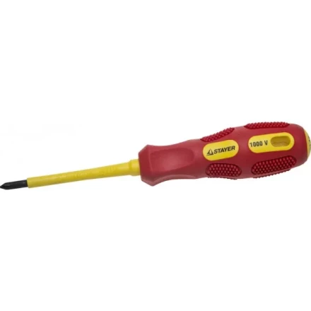 Отвертка STAYER &quot;PROFESSIONAL&quot; &quot;MAX-GRIP&quot; диэлектрическая, двухкомпонентная рукоятка, Cr-V, PH №1x80мм 25828-1-080 G купить в Ижевске