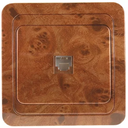 Розетка СВЕТОЗАР &quot;ГАММА&quot; телефонная, одинарная, цвет орех SV-54117-N купить в Ижевске