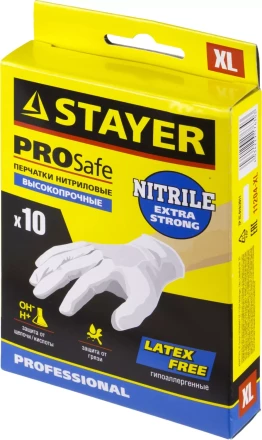 Перчатки STAYER &quot;PROFI&quot; нитриловые экстратонкие, XL, 10шт 11204-XL купить в Ижевске