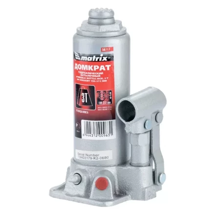 Домкрат гидравлический бутылочный 3 т h подъема 194–372 мм  MATRIX MASTER 50717 купить в Ижевске