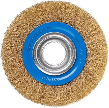 ЗУБР &quot;ПРОФЕССИОНАЛ&quot;. Щетка дисковая для точильно-шлифовального станка, витая стальная латунирован проволока 0,3мм, 150х32мм 35186-150_z01 купить в Ижевске