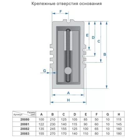 Тиски  машинные крестовинные 125мм 20082 купить в Ижевске