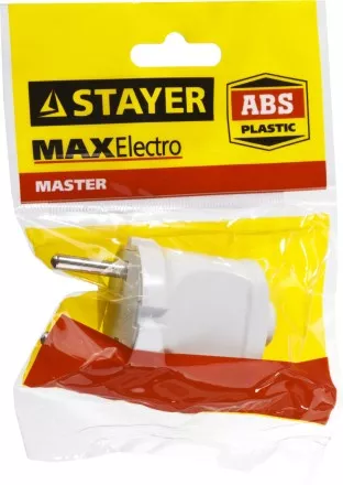 Вилка MAXElectro электрическая, 6А/220В, белая, STAYER 55150-W купить в Ижевске