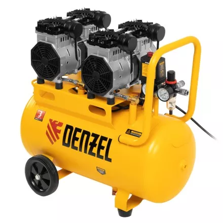 Компрессор безмасляный, малошумный Denzel DLS 2200/50, 2200 Вт, 2x1100, 50 л, 380 л/мин купить в Ижевске