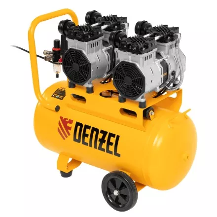 Компрессор безмасляный, малошумный Denzel DLS 2200/50, 2200 Вт, 2x1100, 50 л, 380 л/мин купить в Ижевске