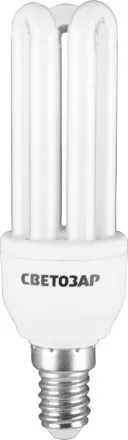 Энергосберегающая лампа СВЕТОЗАР &quot;U-КЛАССИКА&quot;спираль,цоколь E14(миньон),Т2,3U,яркий белый свет(4000К), 8000час,12Вт(60) 44314-12 купить в Ижевске