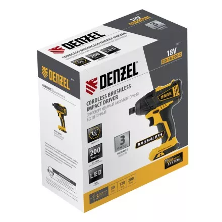 Винтоверт ударный аккумуляторный Denzel 26511 бесщеточный CID-IB-200-0, 18В Li-Ion купить в Ижевске