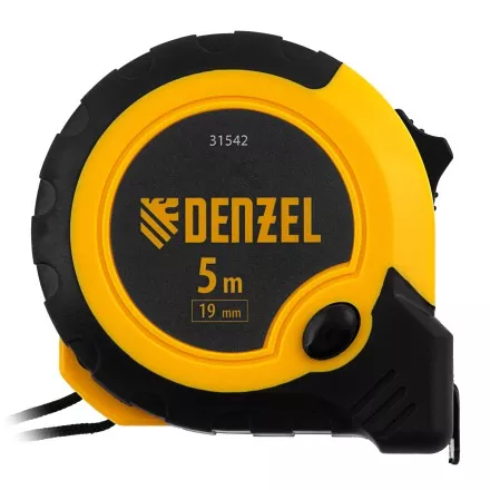 Рулетка Denzel 5м х 19мм, двухкомп. корпус, кнопка-пауза, 31542 купить в Ижевске