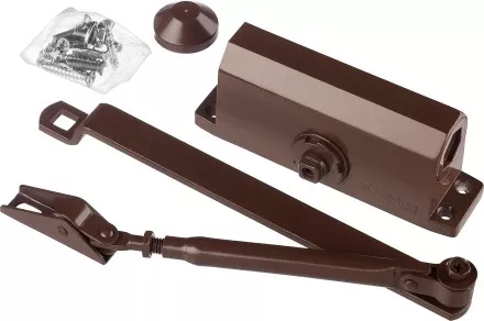 Доводчик дверной STAYER, для дверей массой до 80 кг, цвет коричневый 37917-80 купить в Ижевске
