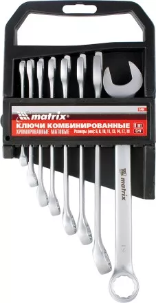 Набор ключей комбинированных 6 - 19 мм 8 шт. CrV матовый хром MATRIX 15408 купить в Ижевске
