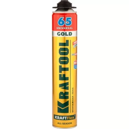Пена &quot;GOLD 65&quot; профессиональная, монтажная, пистолетная, всесезонная, 850мл, KRAFTOOL 41194 купить в Ижевске