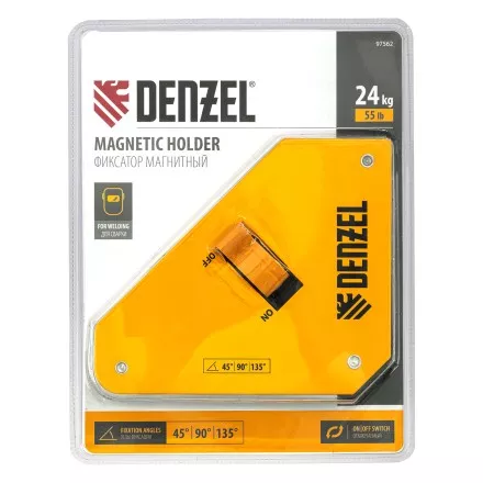 Фиксатор магнитный отключаемый для сварочных работ усилие Denzel 55 LB, 45х90 град. 97562 купить в Ижевске
