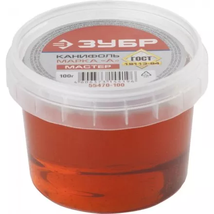 Канифоль ЗУБР для паяльных работ, пластиковая банка, 100г 55470-100 купить в Ижевске