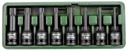 Торцовые головки KRAFTOOL &quot;INDUSTRIE QUALITAT&quot; ударные в наборе, (1/2&quot;), Cr-Mo, фосфат., TORX, T27-T70, 8 шт. 27952-H8 купить в Ижевске