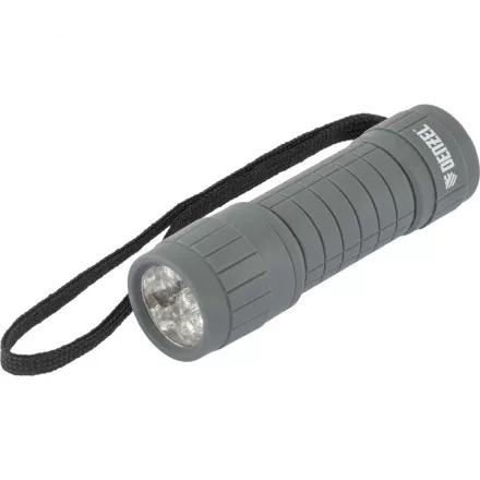 Фонарь светодиодный серый корпус с мягким покрытием 9 Led 3хААА Denzel 92612 купить в Ижевске