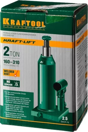 Домкрат гидравлический бутылочный &quot;Kraft-Lift&quot;, сварной, 2т, 160-310мм, KRAFTOOL 43462-2 43462-2_z01 купить в Ижевске