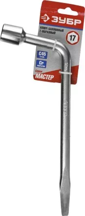Ключ баллонный ЗУБР &quot;МАСТЕР&quot; L-образный, с монтажной лопаткой, 17мм 2753-17_z02 купить в Ижевске