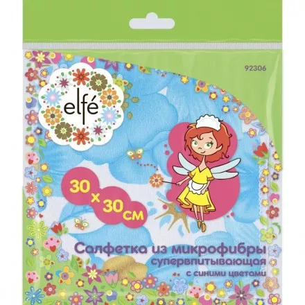 Салфетки из микрофибры с синими цветами 300х300 мм Elfe 92306 купить в Ижевске