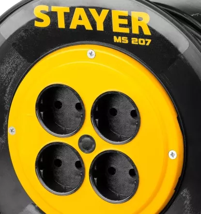 Удлинитель на катушке &quot;MS 207&quot;, 50 м, 2200 Вт, 4 гнезда, ПВС 2x0,75 мм2, STAYER 55073-50 купить в Ижевске