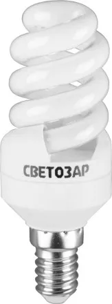Энергосберегающая лампа СВЕТОЗАР &quot;КОМПАКТ&quot; спираль,цоколь E14(миньон),Т2,теплый белый свет(2700 К), 10000час, 9Вт(45) 44351-09_z01 купить в Ижевске