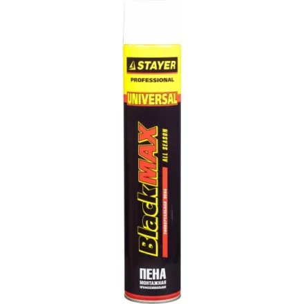 Пена &quot;BlackMAX&quot; монтажная, адаптерная, всесезонная, 750мл, STAYER 41133 купить в Ижевске