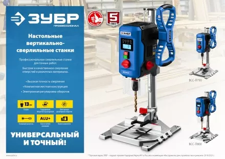 Станок вертикально-сверлильный ЗУБР Профессионал 800 Вт, 13 мм БЗП ВСС-П800 купить в Ижевске