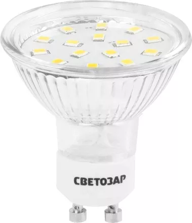 Лампы СВЕТОЗАР светодиодные &quot;LED technology&quot;, цоколь GU10, теплый белый свет (3000К), 220В, 3Вт (25) 44560-25_z01 купить в Ижевске