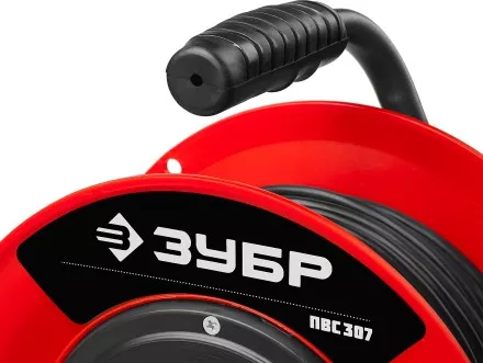Удлинитель на катушке &quot;ПВС 307&quot;, 50 м, 2500 Вт, 4 гнезда, ПВС 3х0,75 кв мм, ЗУБР 55083-50 купить в Ижевске
