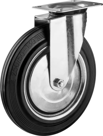 Колеса поворотные из литой резины с металлическим диском серия ПРОФЕССИОНАЛ купить в Ижевске