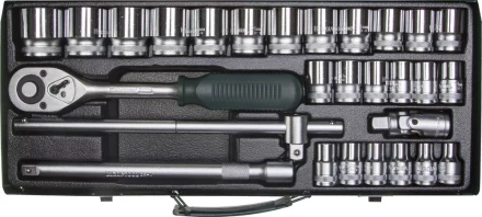 Набор торцовых головок KRAFTOOL &quot;INDUSTRIE QUALITAT&quot; (1/2&quot;) универсальный, Cr-V, металлический кейс, 28 предметов 27892-H28_z01 купить в Ижевске