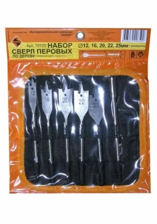 Набор сверл перовых  5 шт12-25х152мм+ 1удл.в сум1/1/40 19122 купить в Ижевске