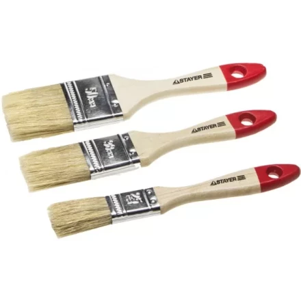 Набор STAYER &quot;STANDARD&quot; &quot;UNIVERSAL&quot;: Кисти, светлая натуральная щетина, деревянная ручка, 3шт: 25, 38, 50мм 0161-H3_z01 купить в Ижевске