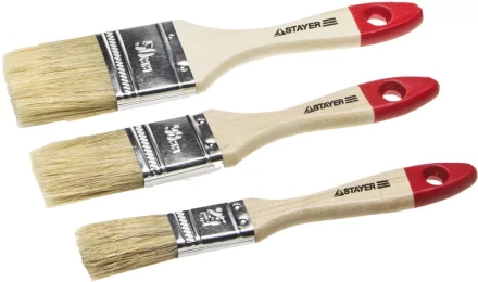 Набор STAYER &quot;STANDARD&quot; &quot;UNIVERSAL&quot;: Кисти, светлая натуральная щетина, деревянная ручка, 3шт: 25, 38, 50мм 0161-H3_z01 купить в Ижевске
