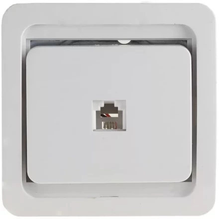 Розетка СВЕТОЗАР &quot;ГАММА&quot; телефонная одинарная, цвет белый SV-54117-W купить в Ижевске