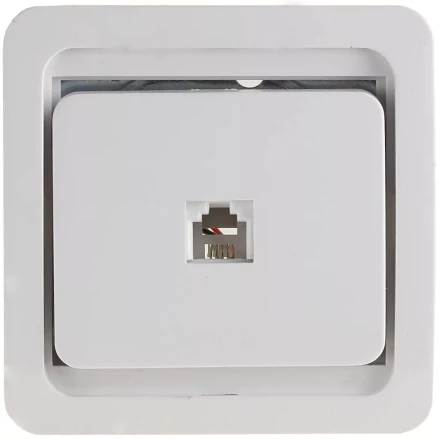 Розетка СВЕТОЗАР &quot;ГАММА&quot; телефонная одинарная, цвет белый SV-54117-W купить в Ижевске