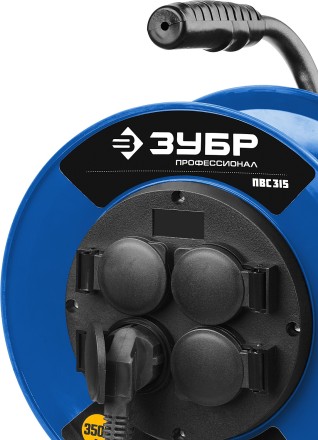 Удлинитель на катушке &quot;ПВС 315&quot;, 50 м, 3500 Вт, 4 гнезда, IP44, ПВС 3х1,5 кв мм, ЗУБР 55081-50 купить в Ижевске