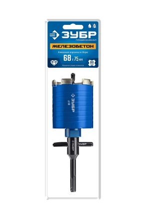 ЗУБР АСК d 68 мм (М16, рабочая глубина 75 мм, лазерная сварка), алмазная сегментная коронка для подрозетников, Профессионал (29875-68) купить в Ижевске