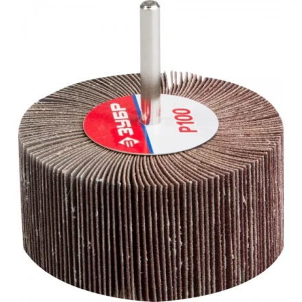 Круг шлифовальный ЗУБР &quot;МАСТЕР&quot; веерный лепестковый, на шпильке, тип КЛО, зерно-электрокорунд нормальный, P100, 40х80мм 36604-100 купить в Ижевске