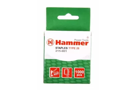 Скобы для степлера HAMMER 215-001 12мм, тип 28, 1000 шт. купить в Ижевске