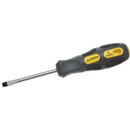 Отвертка STAYER &quot;PROFESSIONAL&quot; &quot;MAX-GRIP&quot; слесарная, Cr-V, намагниченная, SL 5,5х75мм 2580-05-075 G купить в Ижевске