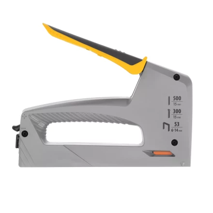 Степлер мебельный Denzel 40213, пластиковый корпус, тип 53, 6-14 мм, тип 300, 15 мм, тип 500, 15 мм купить в Ижевске