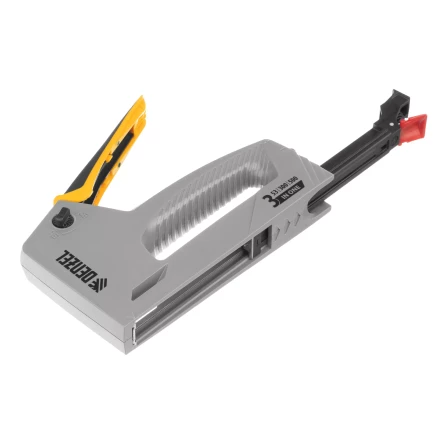 Степлер мебельный Denzel 40213, пластиковый корпус, тип 53, 6-14 мм, тип 300, 15 мм, тип 500, 15 мм купить в Ижевске