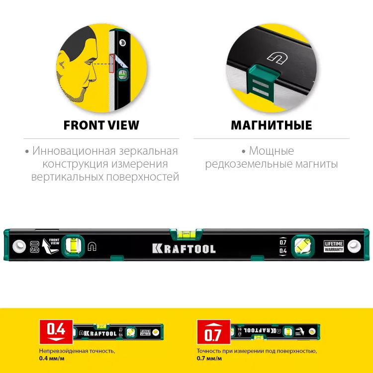 Профессиональный магнитный уровень с зеркальным глазком KRAFTOOL 34785-60 купить в Ижевске