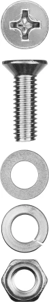 Винт (DIN965) в комплекте с гайкой (DIN934), шайбой (DIN125), шайбой пруж. (DIN127), M6 x 20 мм, 12 шт, ЗУБР 303456-06-020 купить в Ижевске