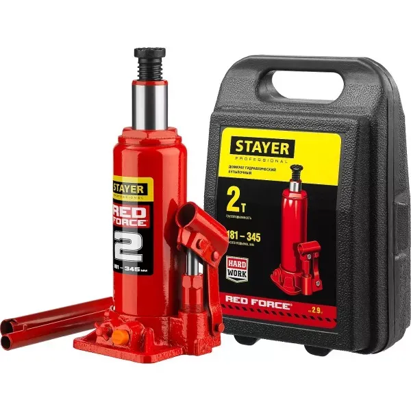 Домкрат STAYER "PROFI" гидравлический бутылочный, в кейсе, 2т, 148-278мм 43160-2-K купить в Ижевске