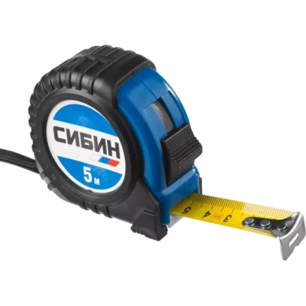 Рулетка СИБИН, обрезиненный пластиковый корпус, 5м/19мм 34019-05-19 купить в Ижевске