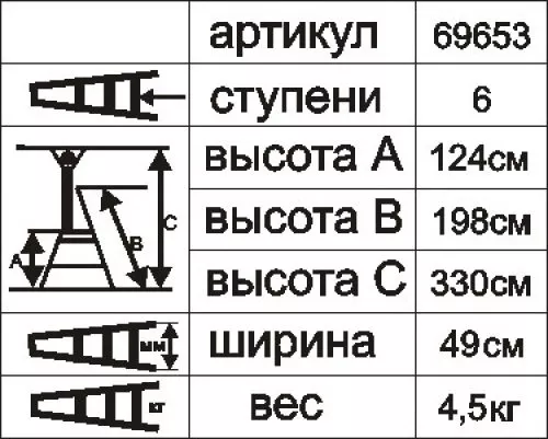 Стремянка алюминиевая Энкор 6 ступеней 69653 купить в Ижевске