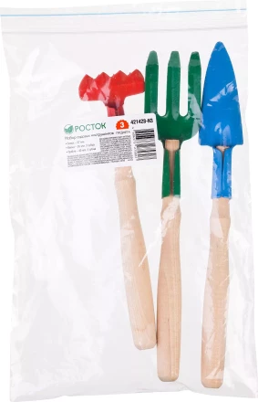 Набор РОСТОК для ухода за комнатными растениями с деревянными ручками: Вилка, грабельки, совок, 3 предмета 421428-H3 купить в Ижевске