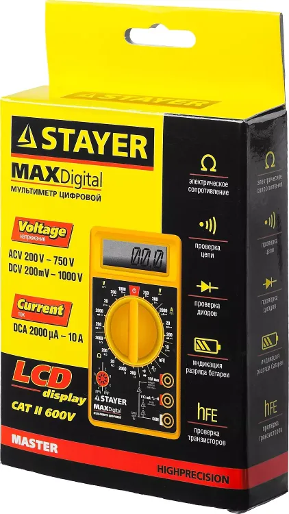 Мультиметр STAYER "MASTER" MAXDigital цифровой 45306 купить в Ижевске