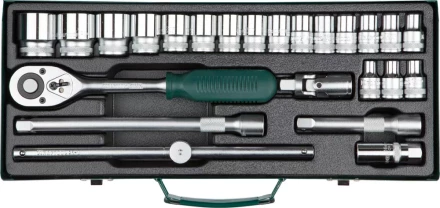 Набор торцовых головок KRAFTOOL &quot;INDUSTRIE QUALITAT&quot; (1/2&quot;) универсальный, Cr-V, металлический кейс, 24 предмета 27892-H24_z01 купить в Ижевске